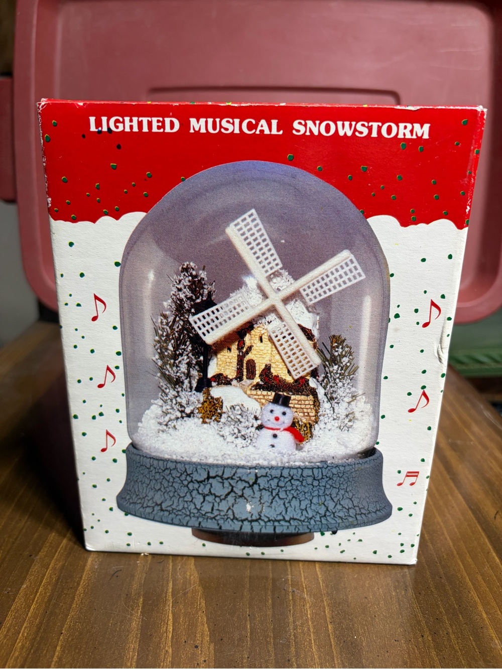Lighted Musical Snowstorm Windmill Snow Globe - Red and White